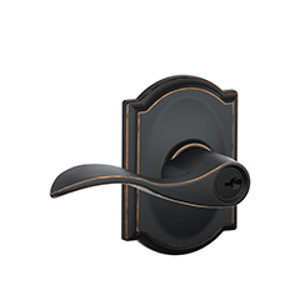 F51A Entry Accent Lever w/Camelot trim 716 Aged Bronze - Box Pack