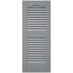 12 in. x 31 in. Open Louver Shutter Cathedral Top  Platinum 945