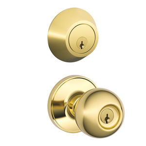JC60V Deadbolt/Entry Combo Corona Knob 605 Bright Brass