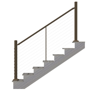 36 in. x 6 ft. O.C., Cable Stair Rail Kit, Textured Bronze (1 rail, 12 holes)