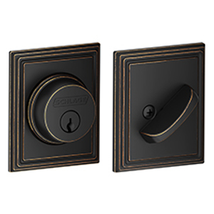 B60N Single Cylinder Deadbolt w/Addison trim 716 Aged Bronze - Box Pack