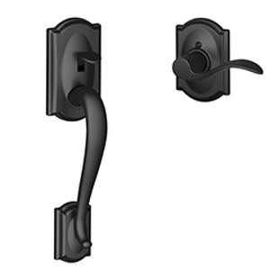 FE285 Camelot Lower Half Front Entry Set Accent LH Lever w/Camelot trim 622 Matte Black - Box Pack