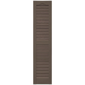 12 in. x 55 in. Open Louver Shutter Cathedral Top  French Roast 385