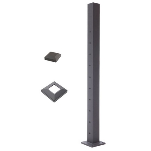 2-1/2 in x 54 in. Cable Stair Bottom Post, Cap & Skirt Textured Black