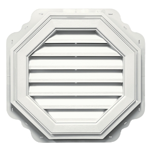 18 in. Octagon Louver Gable Vent #123 CT Colonial White