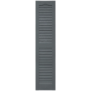 12 in. x 55 in. Open Louver Shutter Cathedral Top  Storm Cloud 419