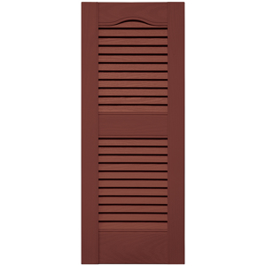 12 in. x 31 in. Open Louver Shutter Burgundy Red #027