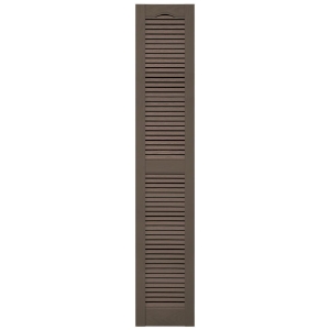 12 in. x 67 in. Open Louver Shutter Cathedral Top  French Roast 385