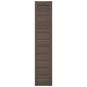 12 in. x 60 in. Open Louver Shutter Cathedral Top  French Roast 385