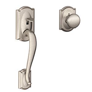 FE285 Camelot Lower Half Front Entry Set Plymouth Knob w/Camelot trim 619 Satin Nickel - Box Pack