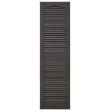 12 in. x 39 in. Open Louver Shutter Tuxedo Grey #018