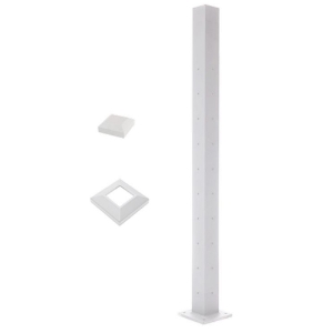 2.5 in. x 44 in. Cable Corner Post, Cap & Skirt,Textured White (10 holes)