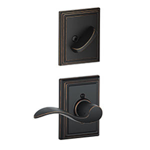 F59 Handleset Lock Interior Accent LH Lever w/Addison trim 716 Aged Bronze - Box Pack