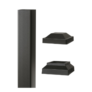 3 in. x 52 in. Impression Rail Express Aluminum Fascia Mount Post Kit Black AZTIX3X3FP52B