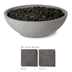 Mezzaluna Fire Bowl Black Sand Travertine for LP