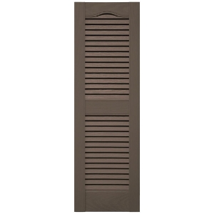 12 in. x 39 in. Open Louver Shutter Cathedral Top  French Roast 385