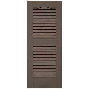 12 in. x 31 in. Open Louver Shutter Cathedral Top  French Roast 385