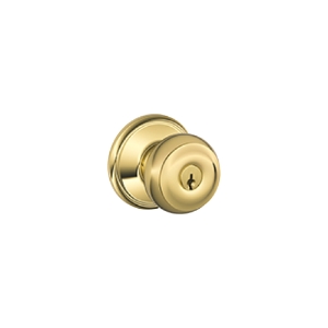 F80 Storeroom Lock Georgian Knob 605 Bright Brass - Box Pack