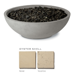 Mezzaluna Fire Bowl Oyster Shell Travertine for Natural Gas