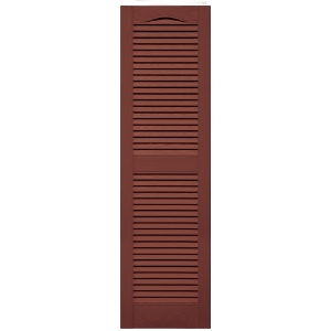 12 in. x 48 in. Open Louver Shutter Cathedral Top Burgundy Red #027