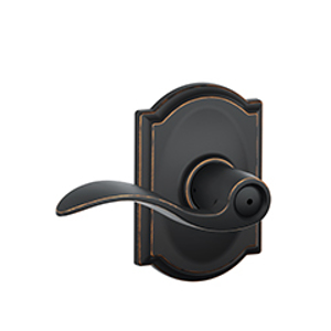 F40 Privacy Accent Lever w/Camelot trim 716 Aged Bronze - Box Pack