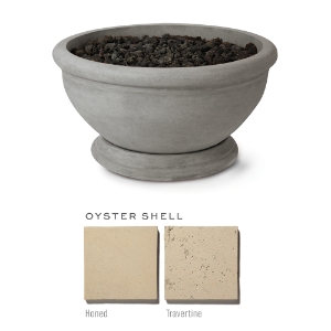 Marbella Fire Bowl Oyster Shell Honed for Natural Gas