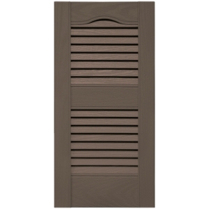 12 in. x 25 in. Open Louver Shutter Cathedral Top  French Roast 385