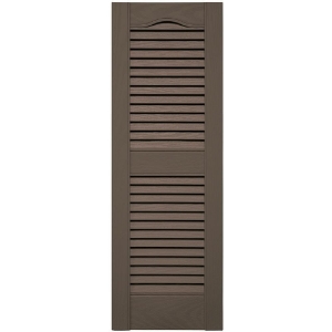 12 in. x 36 in. Open Louver Shutter Cathedral Top  French Roast 385