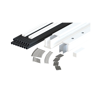 TimberTech Statement PVC Level White Rail Kit 36 in. x 6 ft. Black Round Aluminum Balusters 24/unit