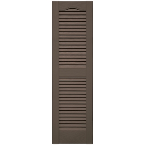 12 in. x 43 in. Open Louver Shutter Cathedral Top  French Roast 385