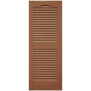 14-1/2 in. x 39 in. Open Louver Shutter Cathedral Top  Treated Cedar 471