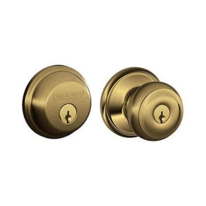 FB50NV Entry Georgian / Deadbolt Combo 609 Antique Brass - View Pack