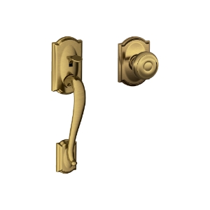 FE285 Camelot Lower Half Front Entry Set Georgian Knob w/Camelot trim 609 Antique Brass - Box Pack