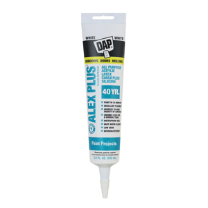 DAP Alex Plus All Purpose Acrylic Latex Caulk Plus Silicone 5.5 fl. oz. - Clear