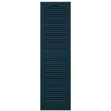 12 in. x 39 in. Open Louver Shutter Cathedral Top Midnight Blue #166