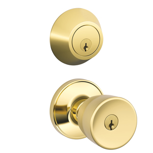 JC60V Deadbolt/Entry Combo Byron Knob 605 Bright Brass