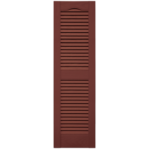 12 in. x 43 in. Open Louver Shutter Burgundy Red #027