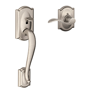 FE285 Camelot Lower Half Front Entry Set Accent RH Lever w/Camelot trim 619 Satin Nickel - Box Pack