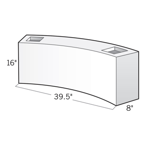 16 in. x 8 in. x 39-1/2 in. Curved Seating Wall