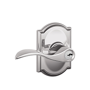 F51A Entry Accent Lever w/Camelot trim 625 Bright Chrome - Box Pack