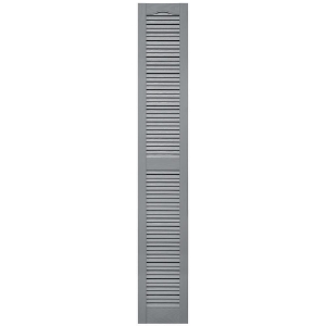 12 in. x 80 in. Open Louver Shutter Cathedral Top  Platinum 945