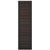 12 in. x 25 in. Open Louver Shutter Cathedral Top Musket Brown #010