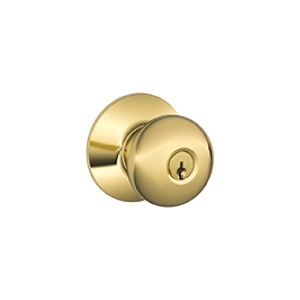 F80 Storeroom Lock Plymouth Knob 605 Bright Brass - Box Pack