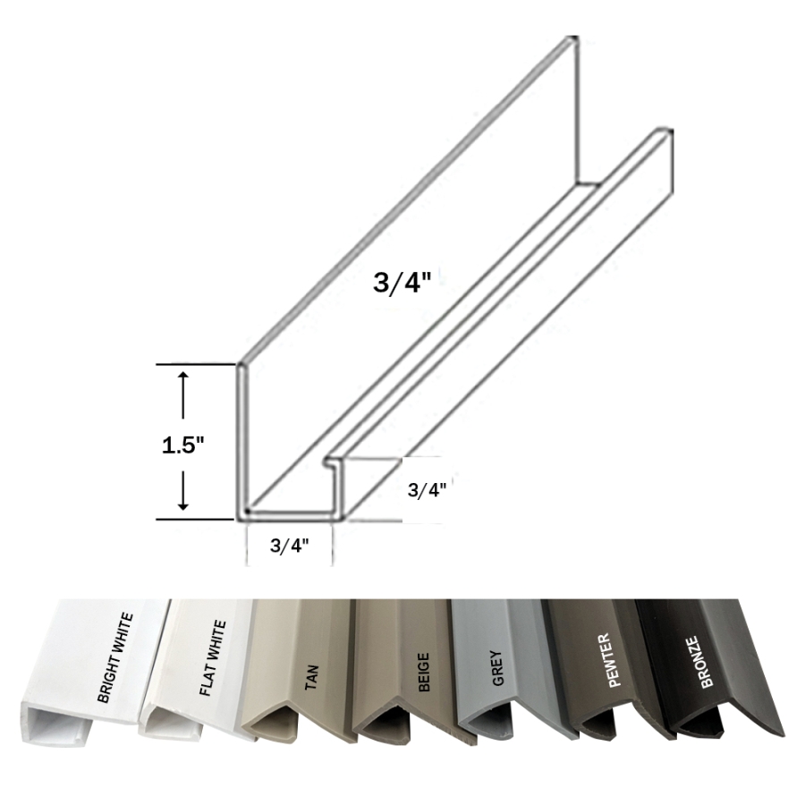 Wausau Supply | 3/4 in. x 12 ft. 6 in. Flexible J-Channel Pewter