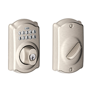 BE365V Camelot Keypad Deadbolt 619 Satin Nickel - Visual Pack redirect to product page