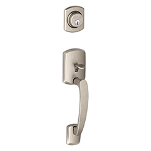 F58 Greenwich Handleset Exterior 619 Satin Nickel - Box Pack