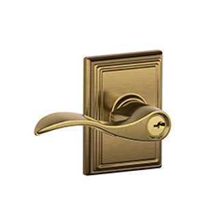 F51A Entry Accent Lever w/Addison trim 609 Antique Brass - Box Pack