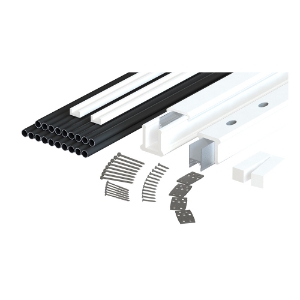 TimberTech Statement PVC Stair White Rail Kit 36 in. x 8 ft. Black Round Aluminum Balusters 24/unit