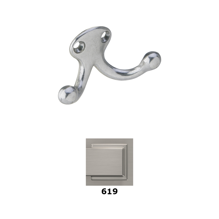 Wausau Supply | Ives 582 Wardrobe Hook Double Brass 619 Satin