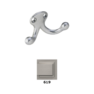 Ives 582 Wardrobe Hook Double Brass 619 Satin Nickel - Model: 582MB15